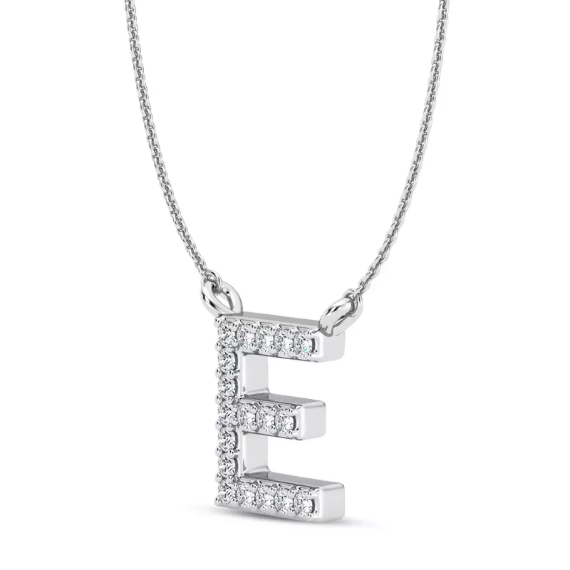 14K White Gold Lab Diamond Initial Necklace – E