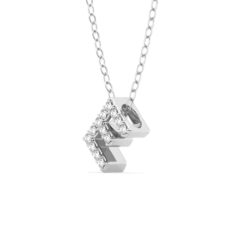 Platinum Petite Lab Diamond Initial Pendant – E