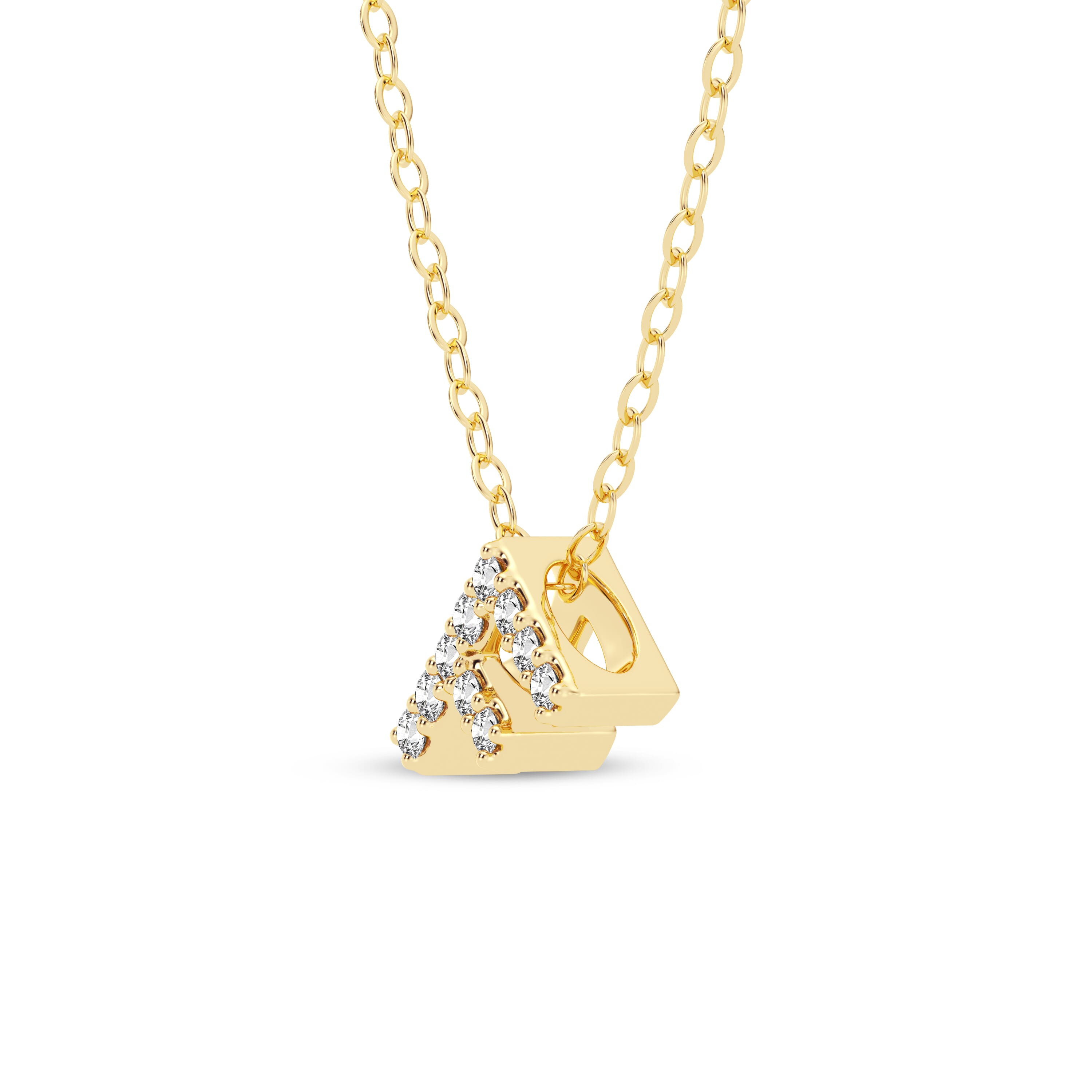 18K Yellow Gold Petite Lab Diamond Initial Pendant – F