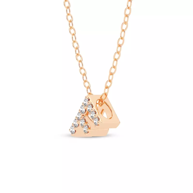 14K Rose Gold Petite Lab Diamond Initial Necklace – F