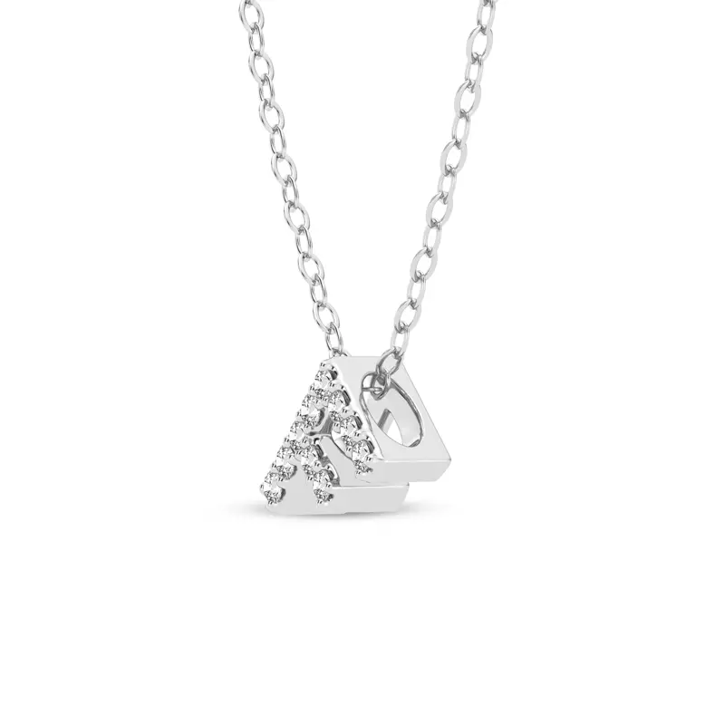14K White Gold Petite Lab Diamond Initial Necklace – F