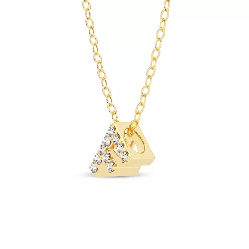 14K Yellow Gold Petite Lab Diamond Initial Necklace – F