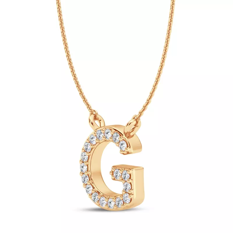 18K Yellow Gold Lab Diamond Initial Necklace – G