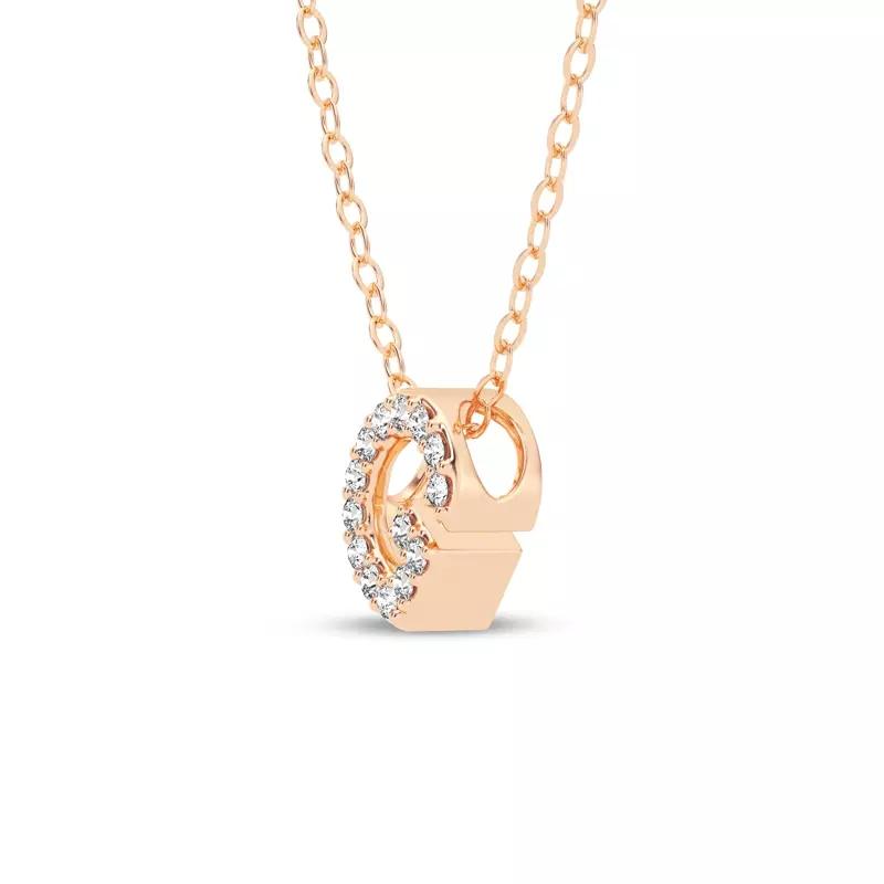 14K Rose Gold Petite Lab Diamond Initial Necklace – G