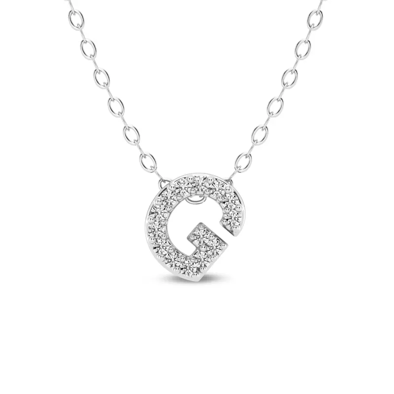 Petite Lab Diamond Initial Pendant – G