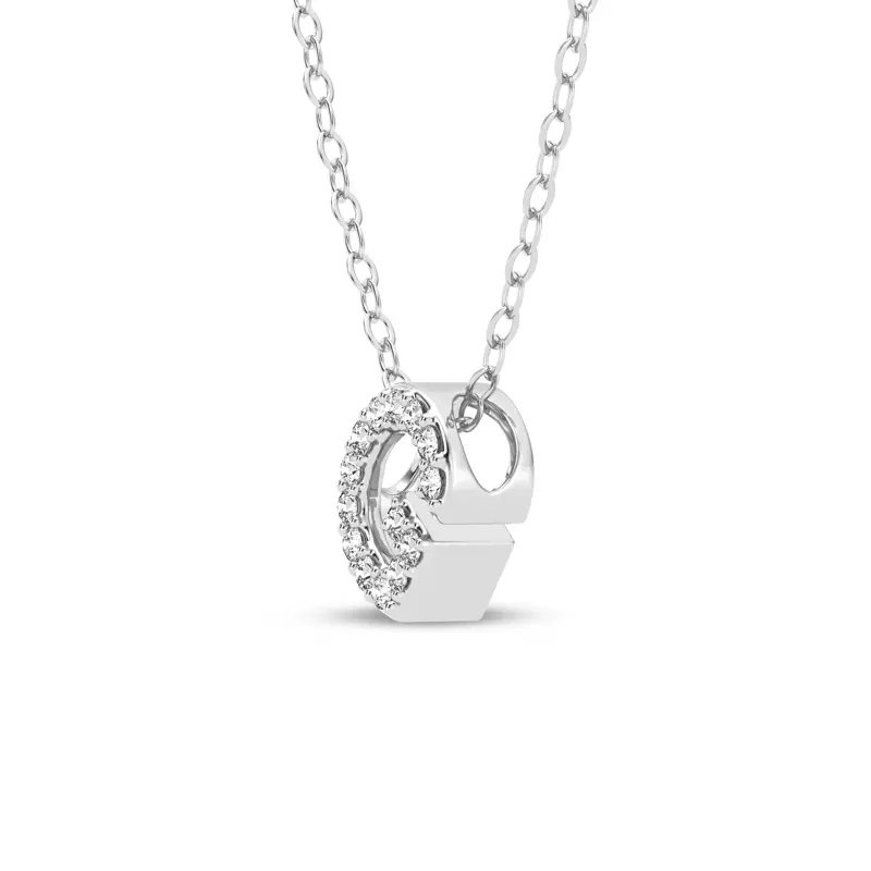 Platinum Petite Lab Diamond Initial Pendant – G