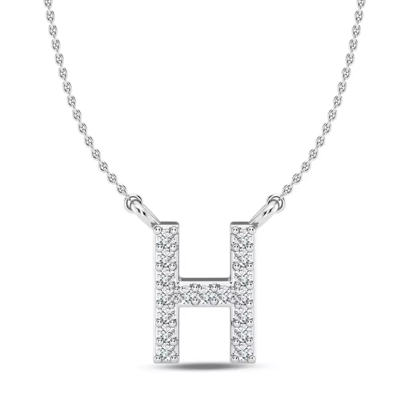 Lab Diamond Initial Pendant – H