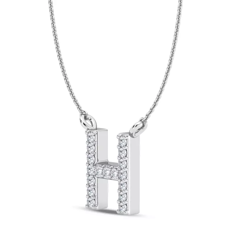Platinum Lab Diamond Initial Pendant – H