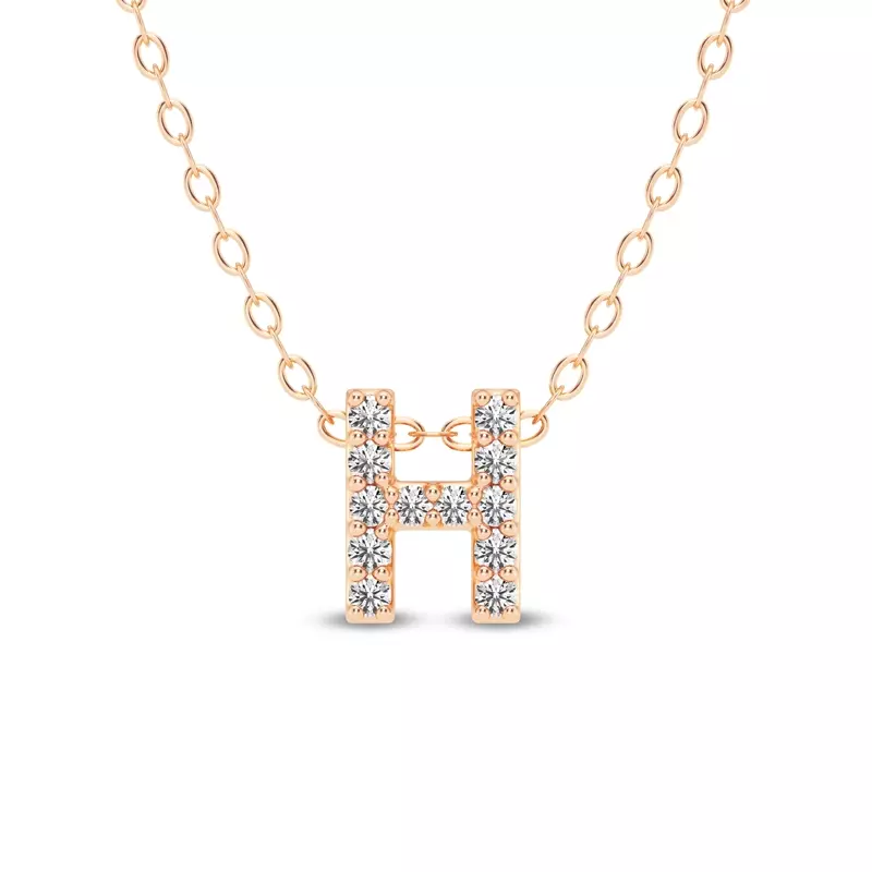 Petite Lab Diamond Initial Necklace – H