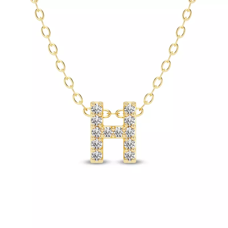 Petite Lab Diamond Initial Pendant – H