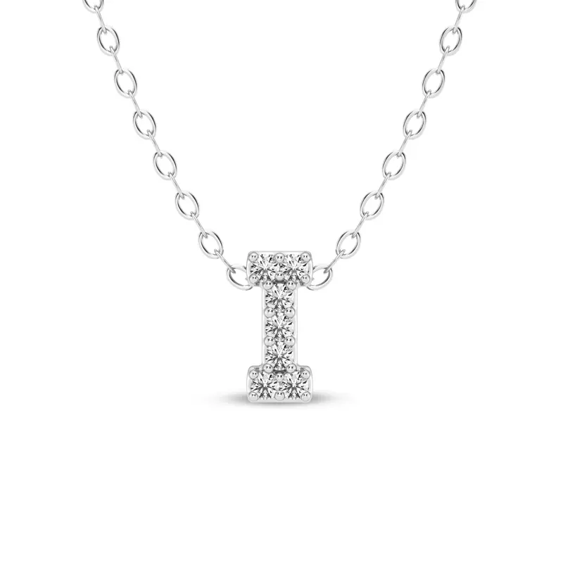 Petite Lab Diamond Initial Pendant – I