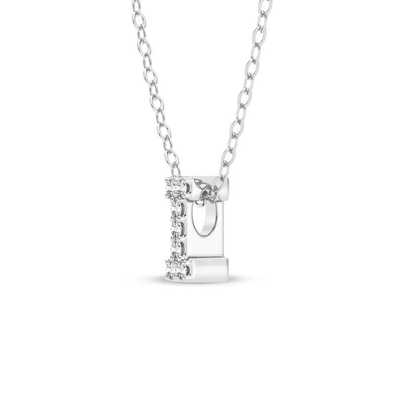 Platinum Petite Lab Diamond Initial Pendant – I