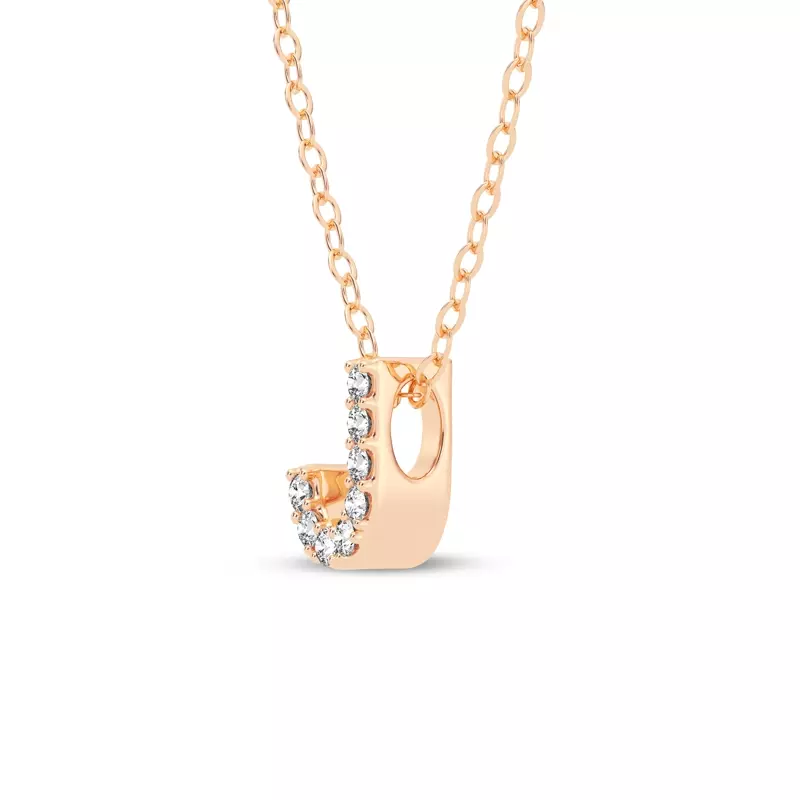 14K Rose Gold Petite Lab Diamond Initial Necklace – J