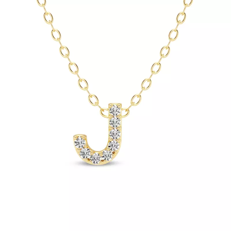 Petite Lab Diamond Initial Necklace – J