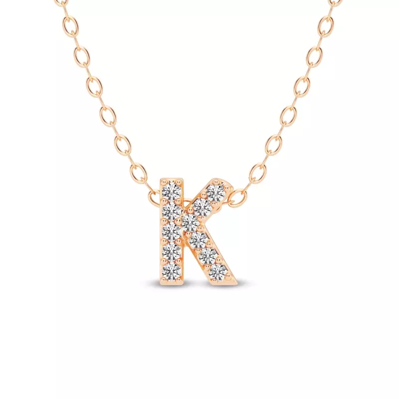 Petite Lab Diamond Initial Pendant – K