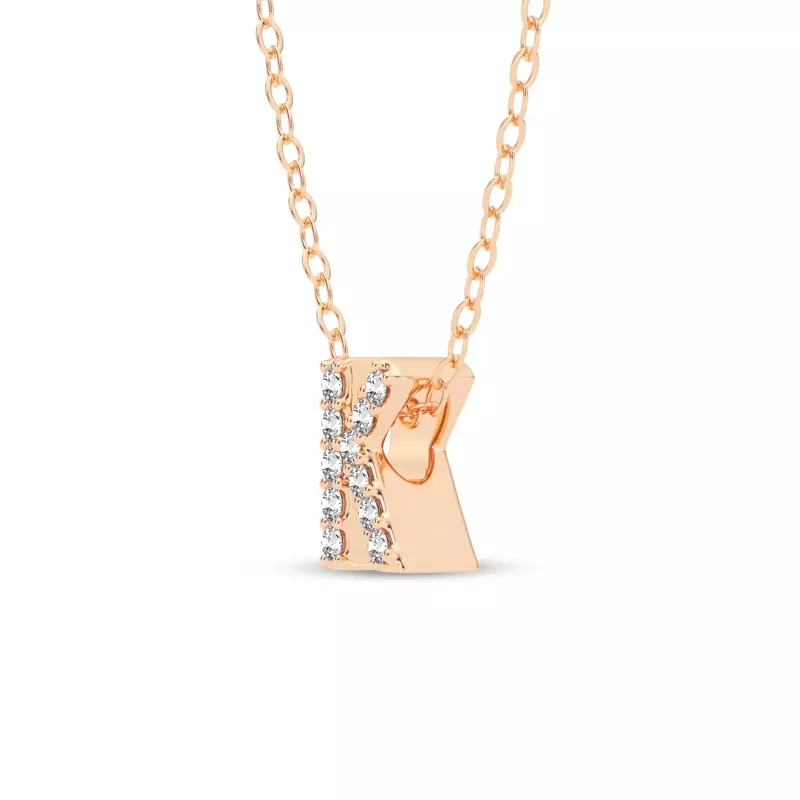 18K Rose Gold Petite Lab Diamond Initial Pendant – K