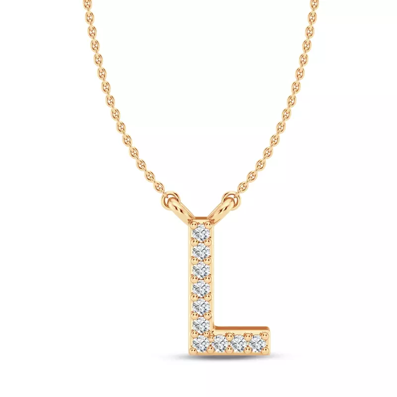 14K Yellow Gold Lab Diamond Initial Pendant – L
