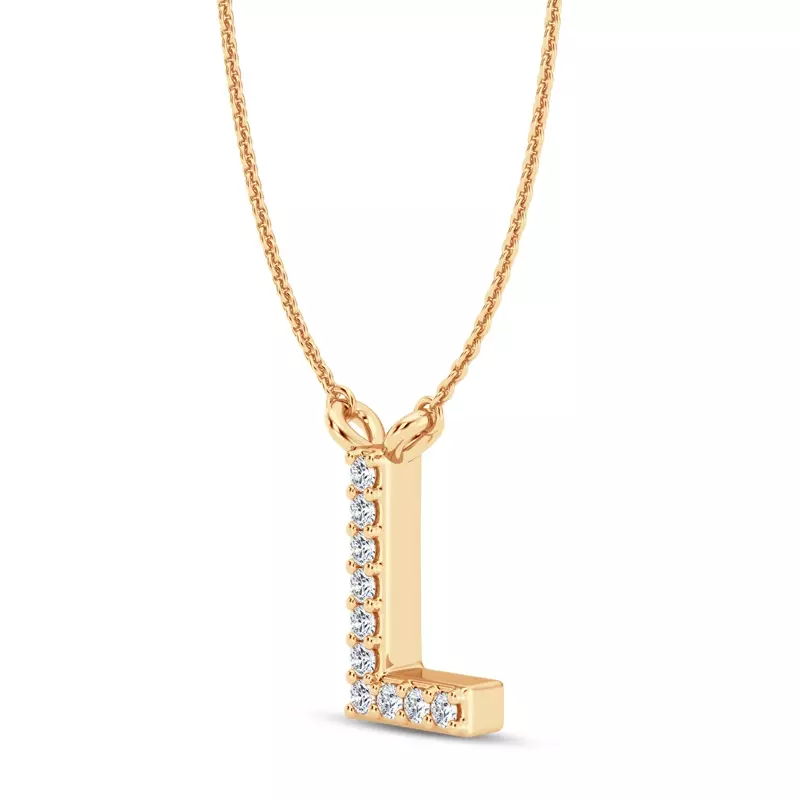 14K Yellow Gold Lab Diamond Initial Pendant – L