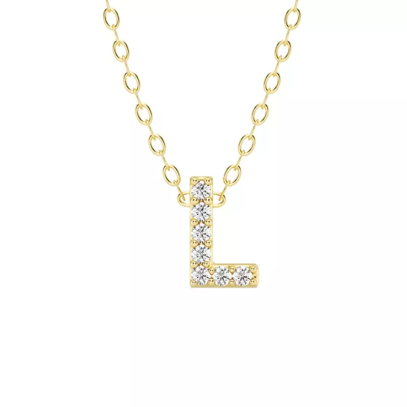 Petite Lab Diamond Initial Necklace – L