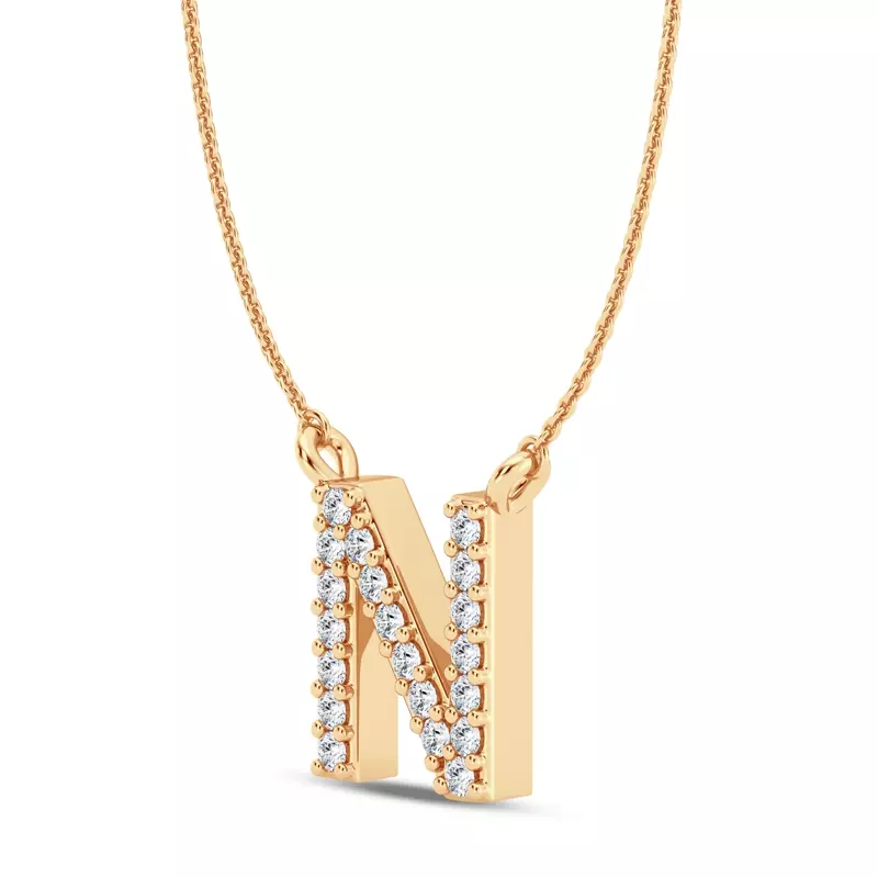 14K Yellow Gold Lab Diamond Initial Necklace – N