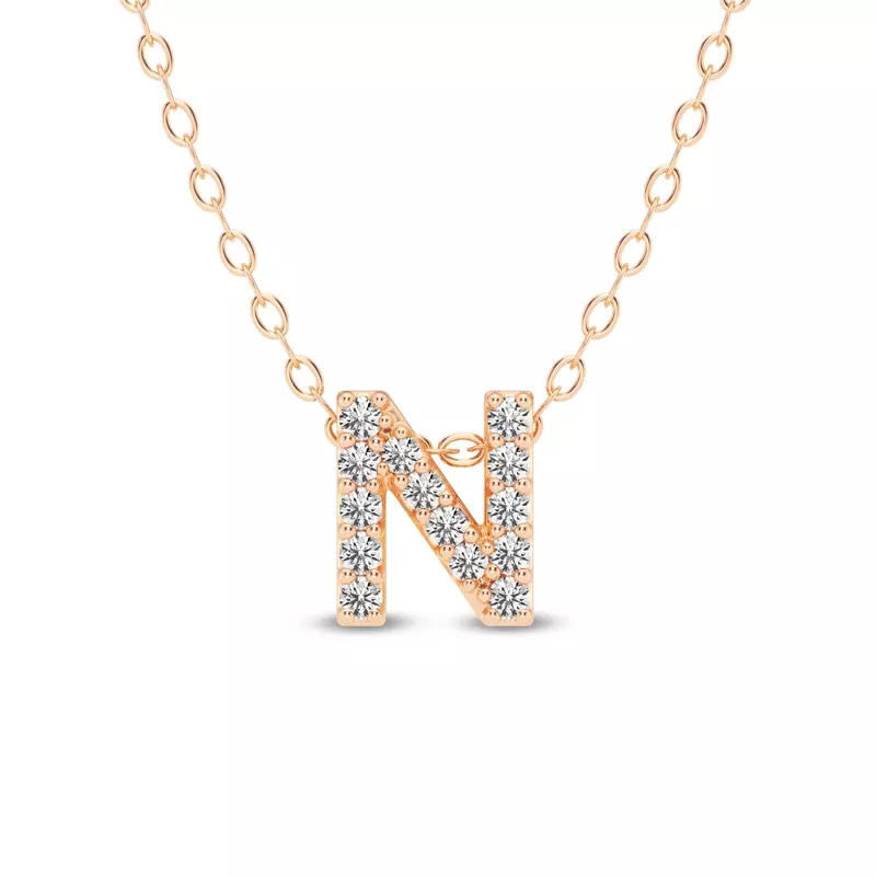 Petite Lab Diamond Initial Pendant – N