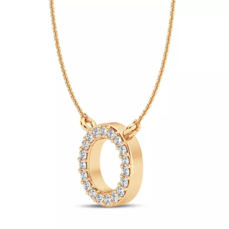 14K Yellow Gold Lab Diamond Initial Necklace – O