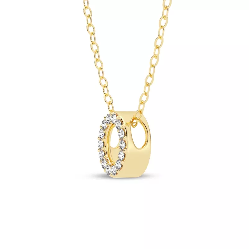 14K Yellow Gold Petite Lab Diamond Initial Necklace – O