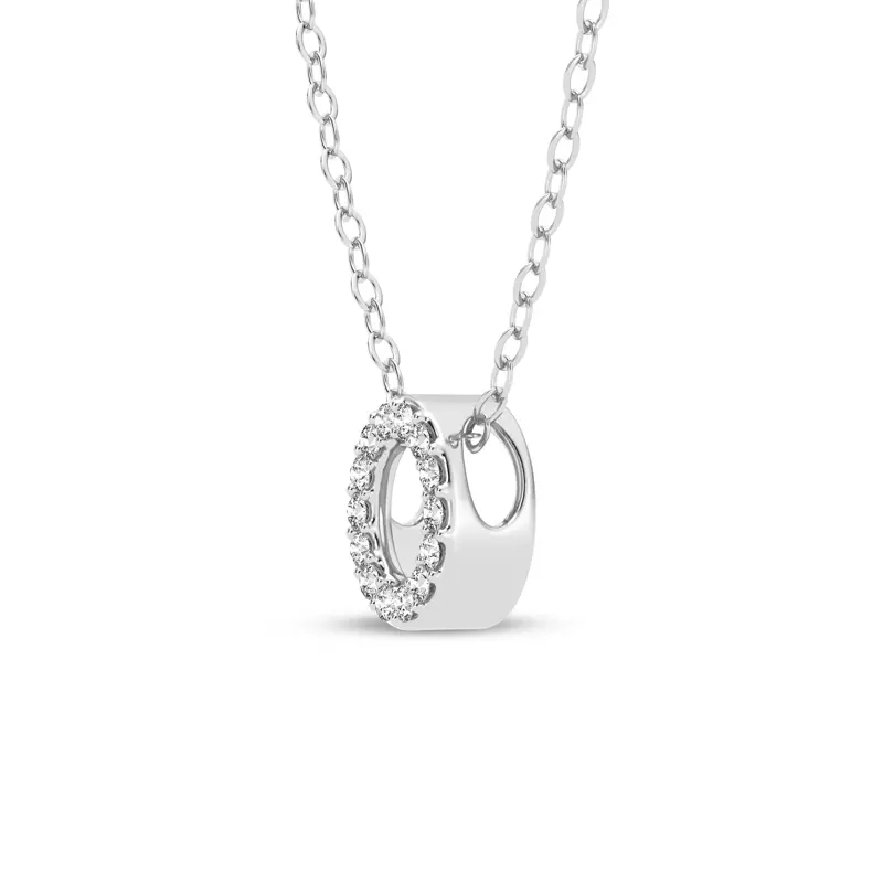 Platinum Petite Lab Diamond Initial Pendant – O
