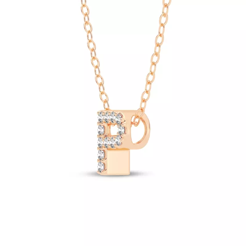 18K Rose Gold Petite Lab Diamond Initial Pendant – P