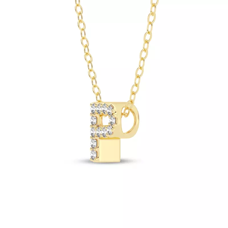 14K Yellow Gold Petite Lab Diamond Initial Necklace – P