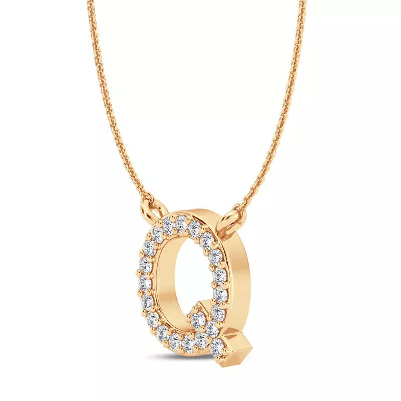 14K Yellow Gold Lab Diamond Initial Necklace – Q