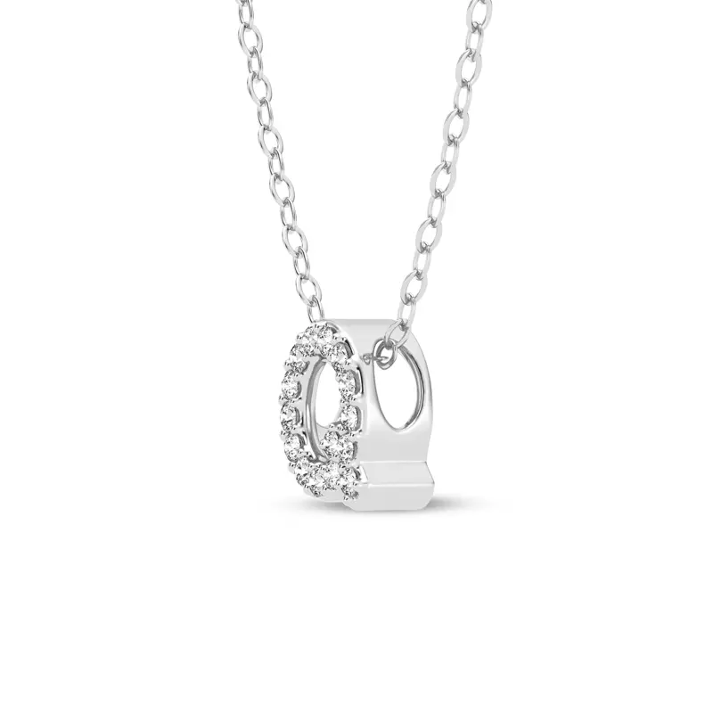 14K White Gold Petite Lab Diamond Initial Pendant – Q