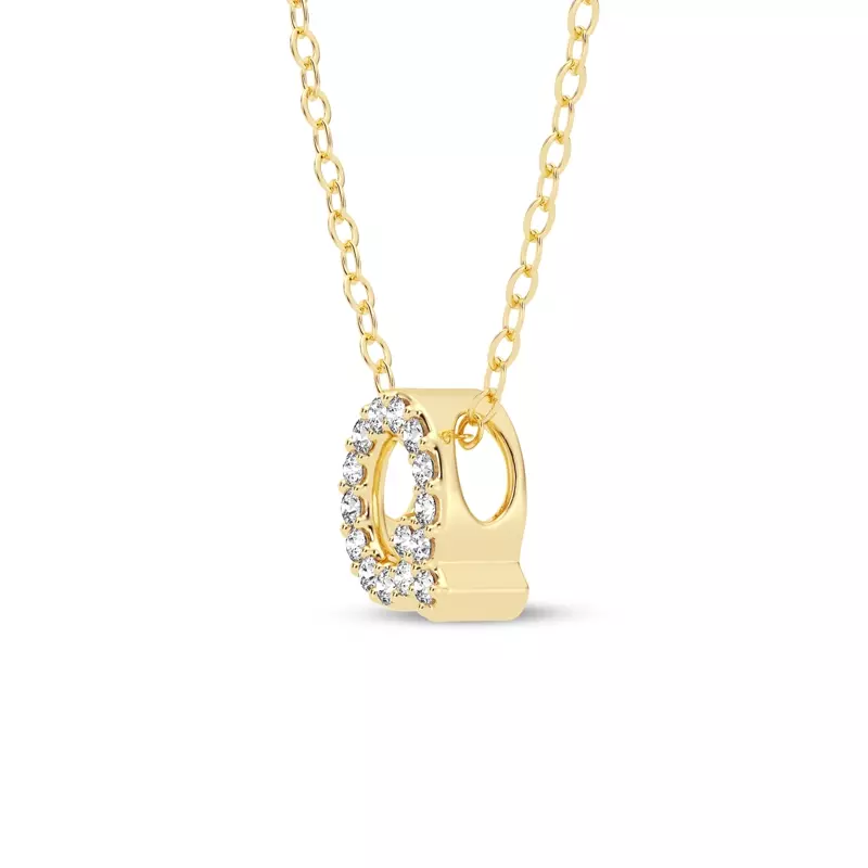 14K Yellow Gold Petite Lab Diamond Initial Necklace – Q