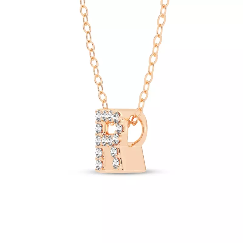 14K Rose Gold Petite Lab Diamond Initial Necklace – R