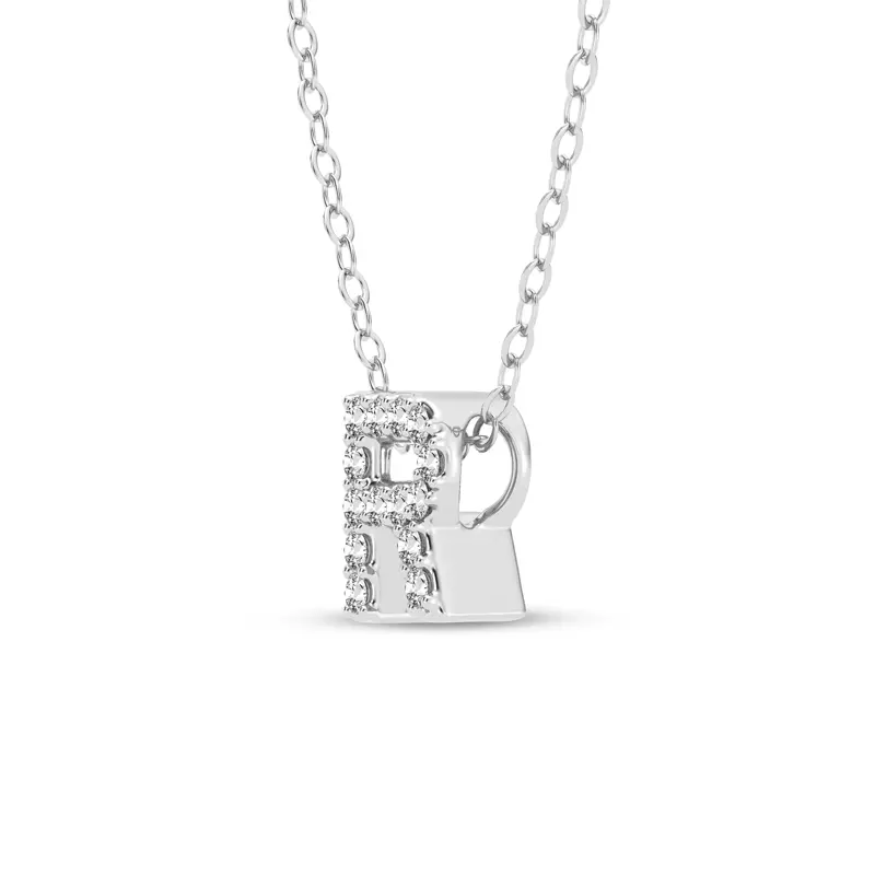 14K White Gold Petite Lab Diamond Initial Necklace – R