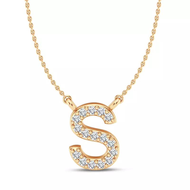 14K Yellow Gold Lab Diamond Initial Pendant – S