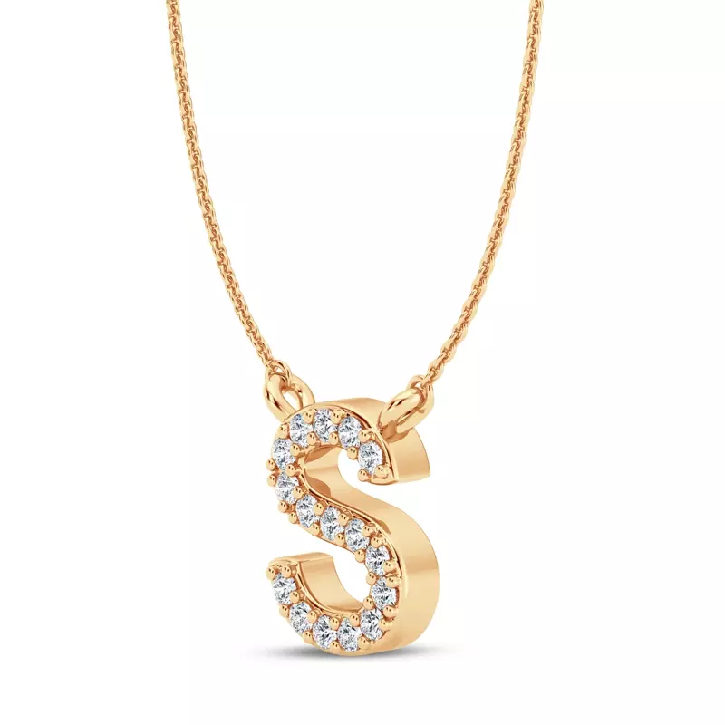 14K Yellow Gold Lab Diamond Initial Pendant – S