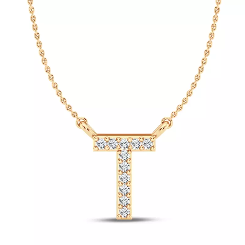 Lab Diamond Initial Pendant – T
