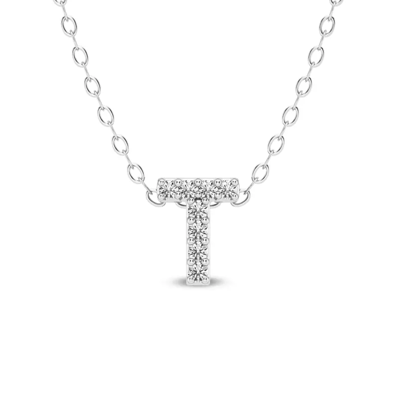 Petite Lab Diamond Initial Pendant – T