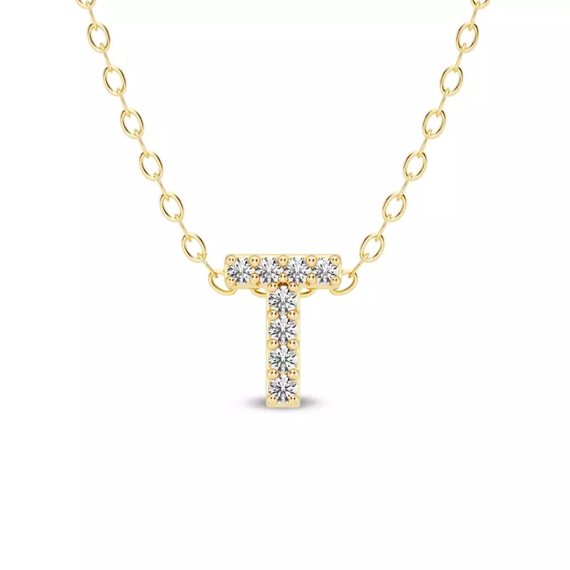 Petite Lab Diamond Initial Necklace – T