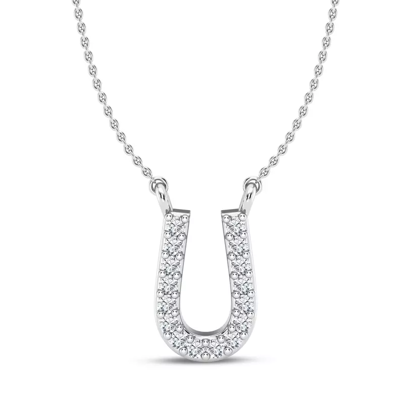 Lab Diamond Initial Pendant – U