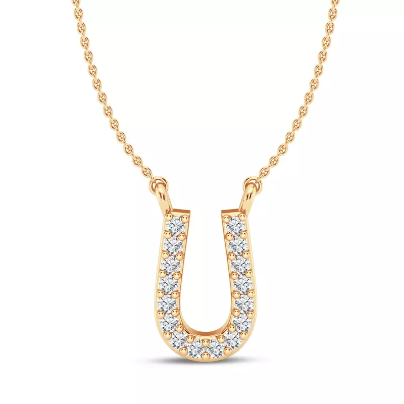 Lab Diamond Initial Necklace – U