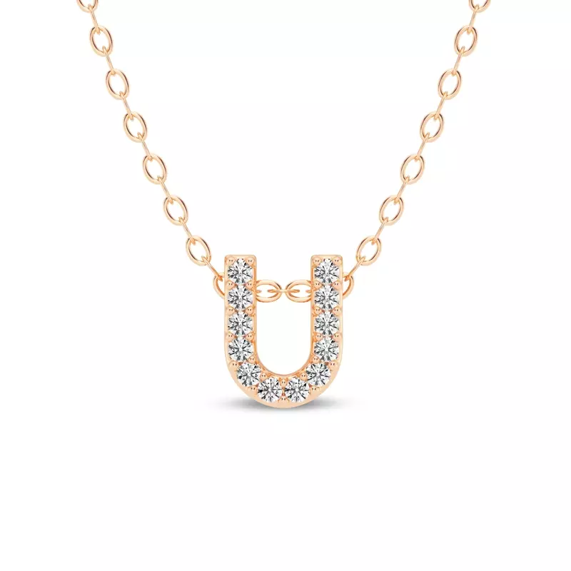 Petite Lab Diamond Initial Pendant – U