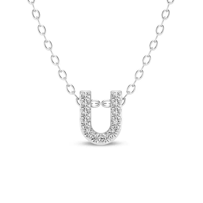 Petite Lab Diamond Initial Necklace – U