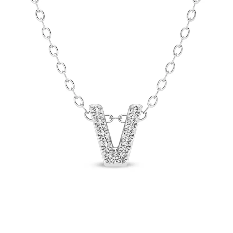 Petite Lab Diamond Initial Pendant – V