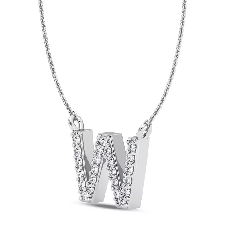 14K White Gold Lab Diamond Initial Pendant – W