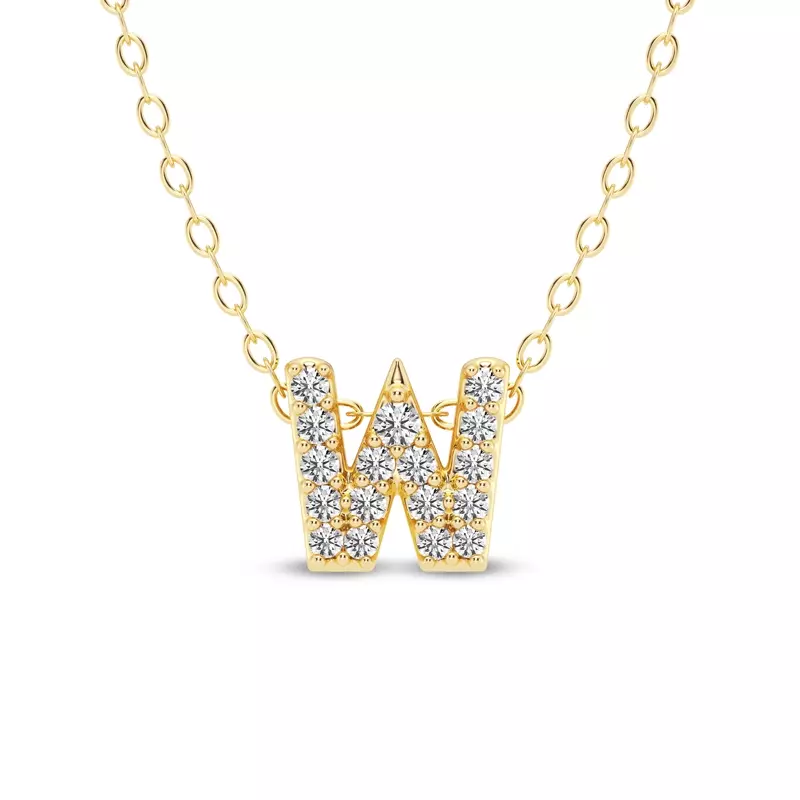 Petite Lab Diamond Initial Pendant – W