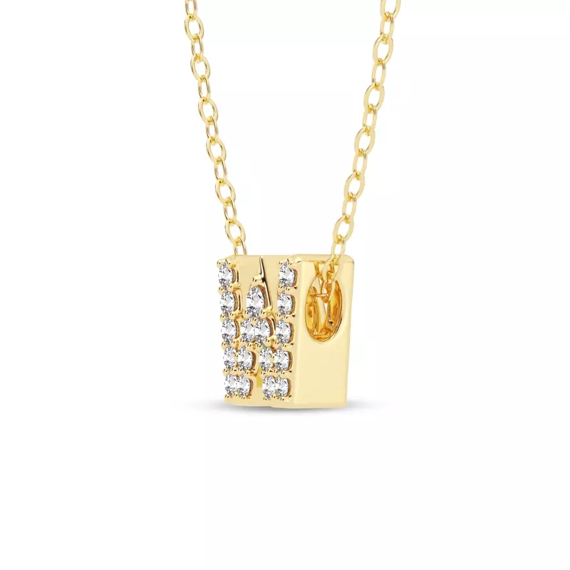 14K Yellow Gold Petite Lab Diamond Initial Pendant – W