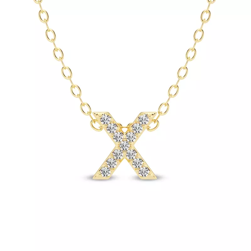 Petite Lab Diamond Initial Pendant – X
