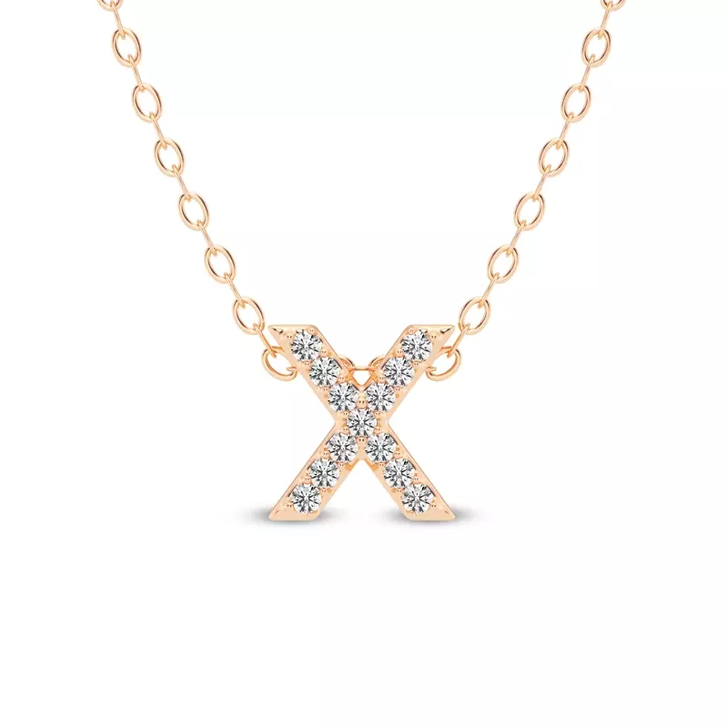 Petite Lab Diamond Initial Necklace – X